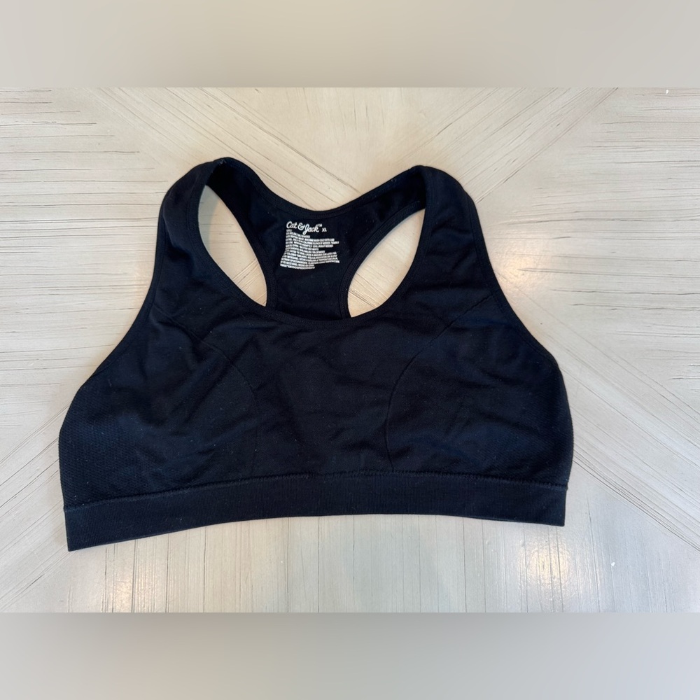 Cat & Jack Girls Racerback Sports Bra - Black - Size XL - Picture 6 of 8